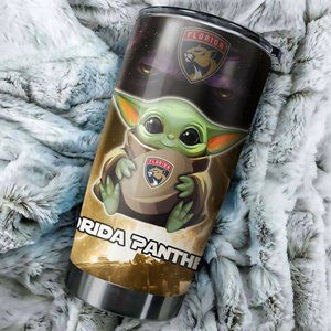 20 OZ Adorable Baby Yoda Tumbler featuring Florida Panthers NHL Team